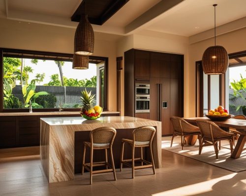 Bali style modern kitchen and dining (1)