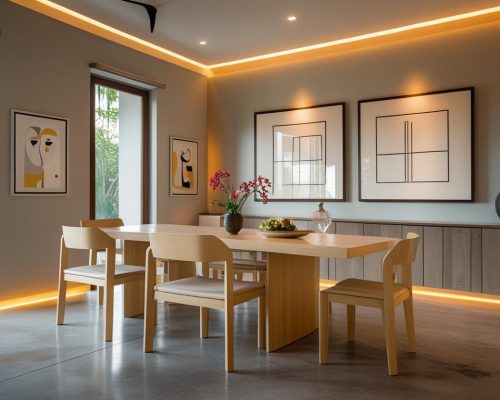 modern wooden style dining area india
